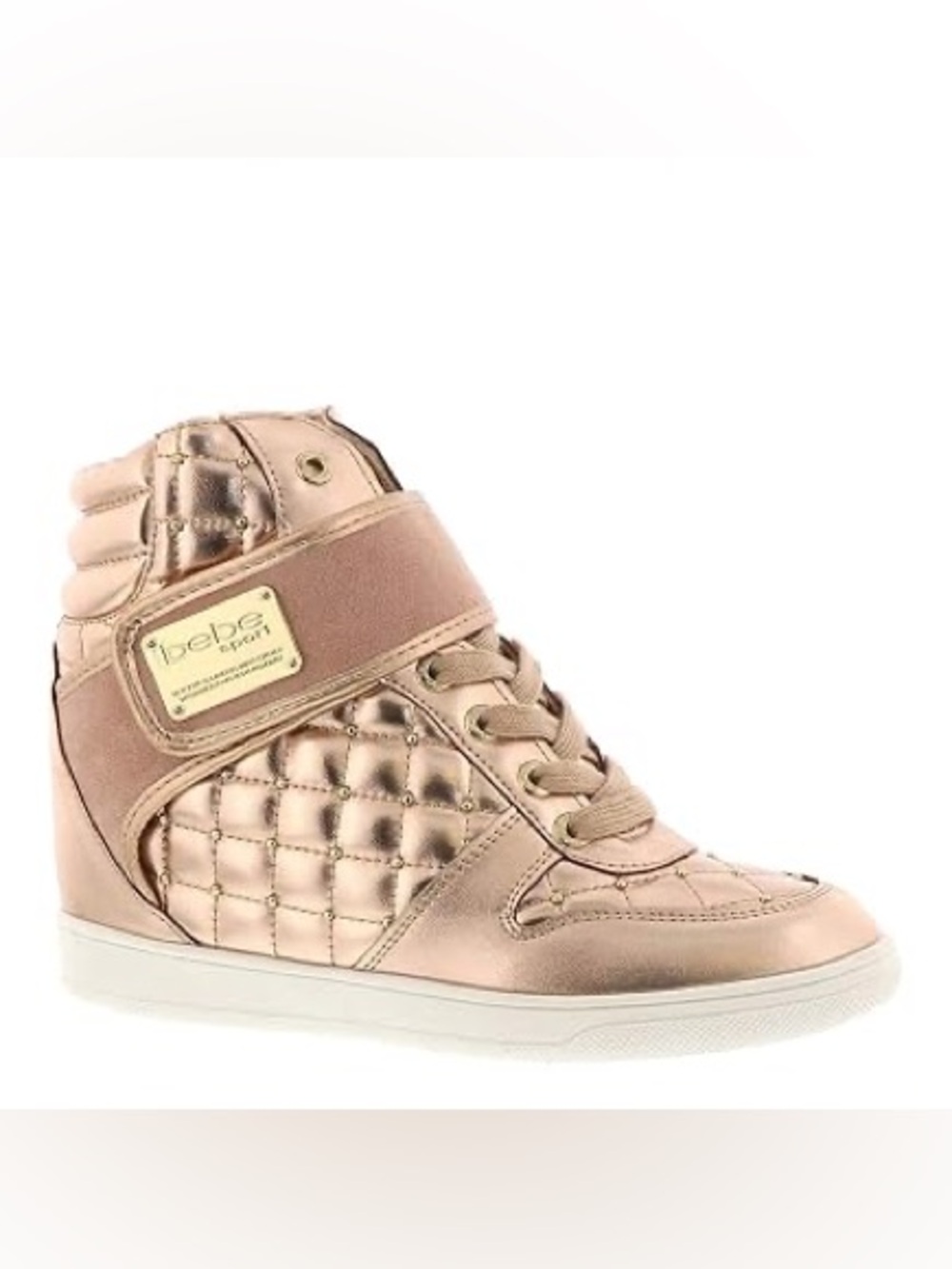 BEBE Rose Gold Quilted High-Top Sneaker